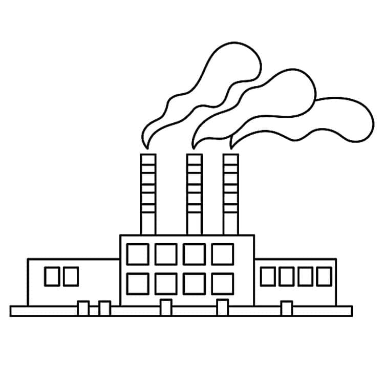 Desenho de Fábrica com Caminhão para Colorir e Pintar