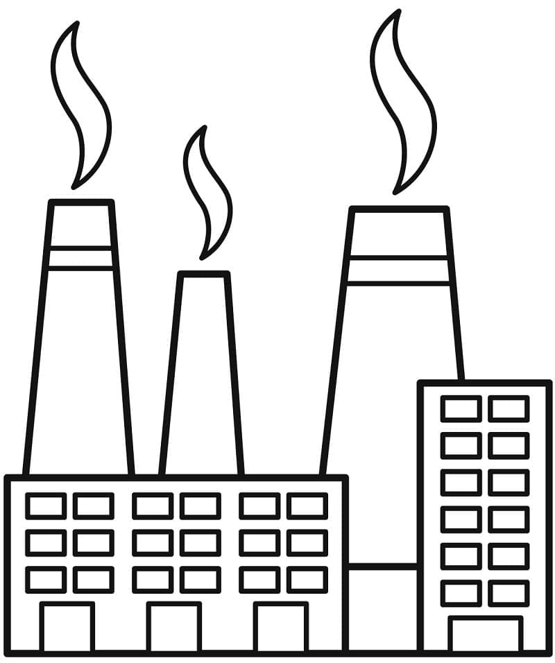 Desenho de Fábrica com Fumaça Imprimivel Download e Pintar