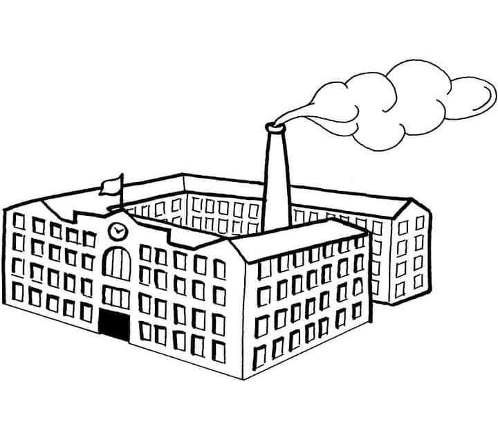 Desenho de Fábrica Simples para Imprimir Lápis de Cor e Pintar