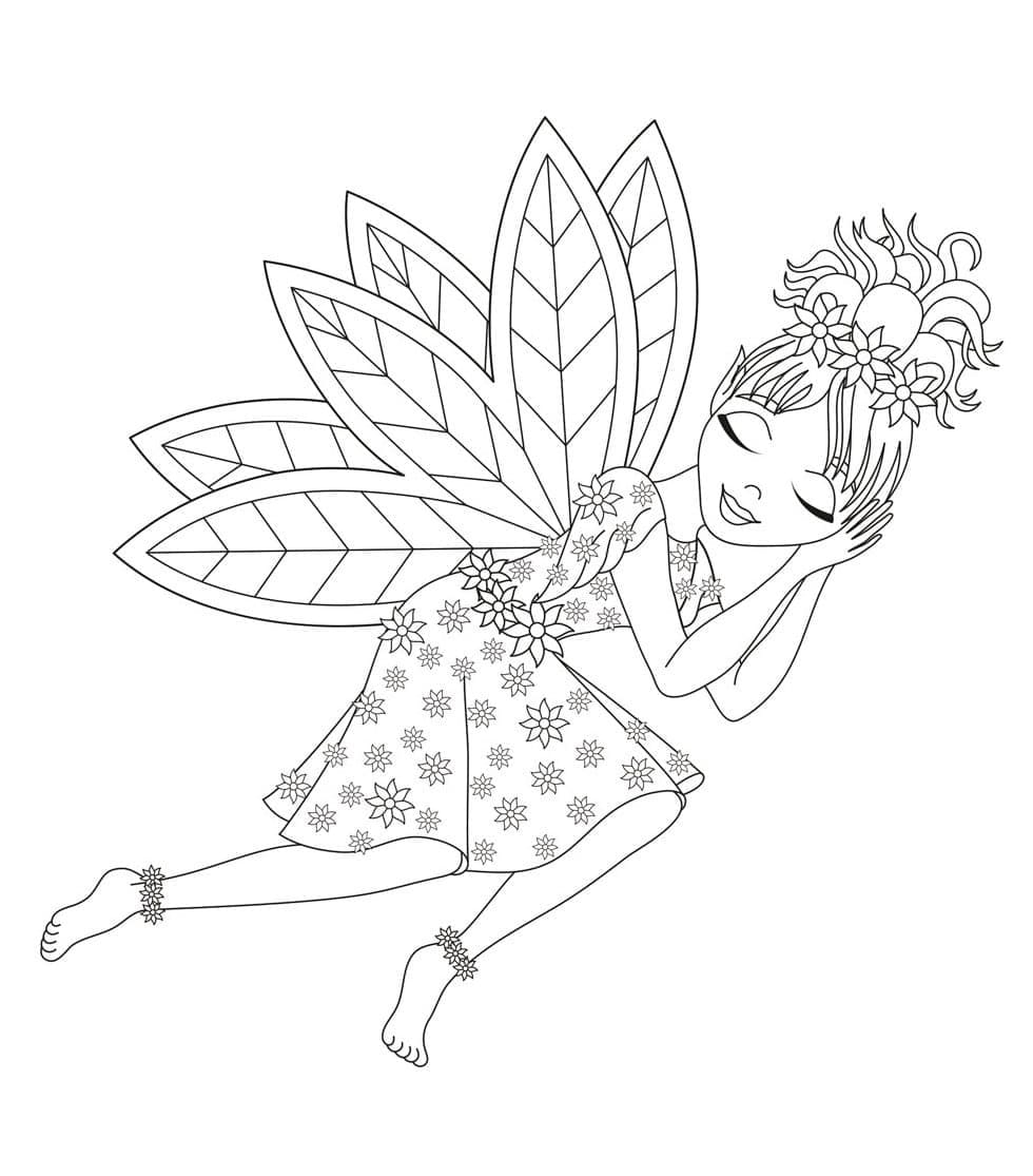 Desenho de Fada Adormecida para Colorir e Pintar