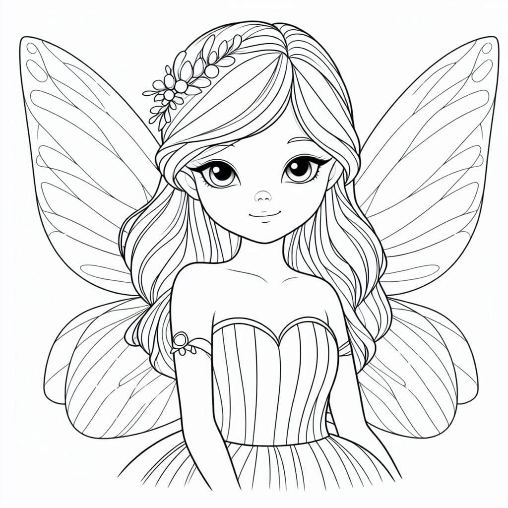 Desenho de Fada Muito Feliz para Colorir e Pintar