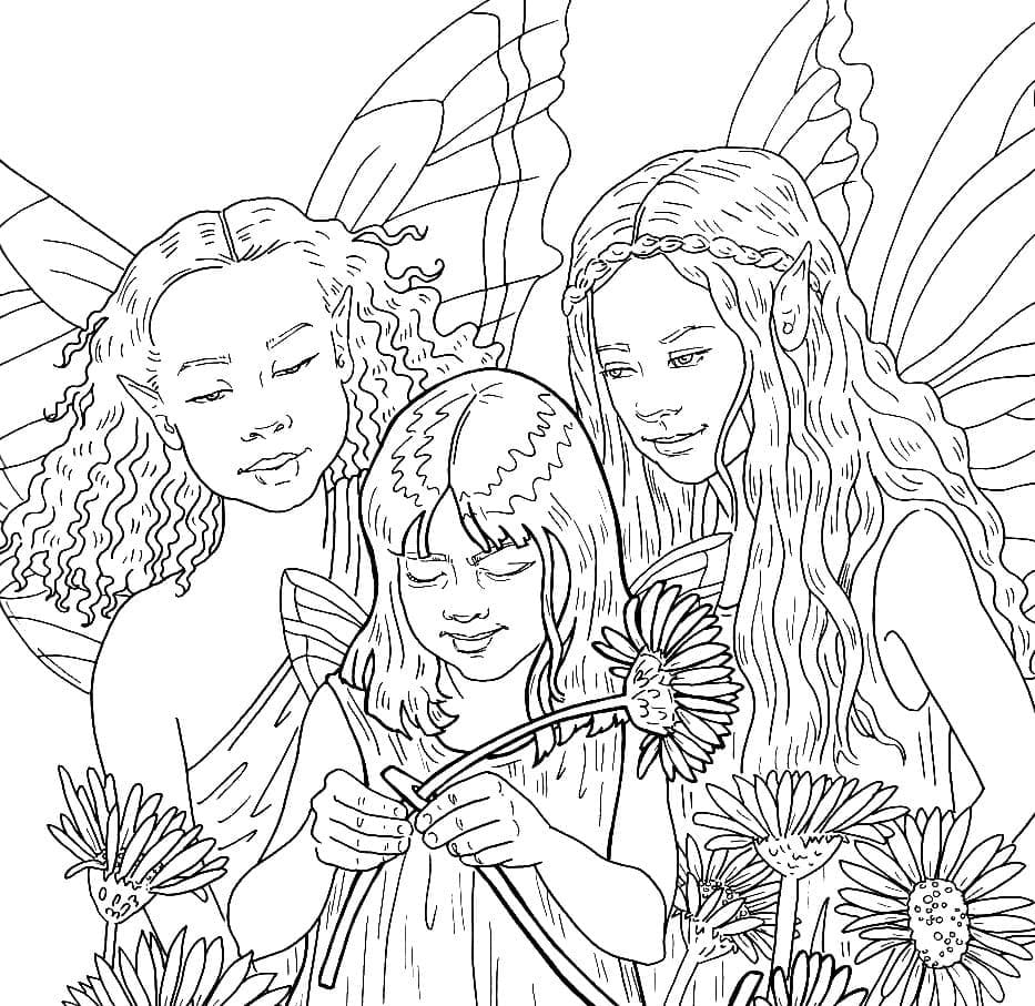 Desenho de Fadas para Colorir e Pintar