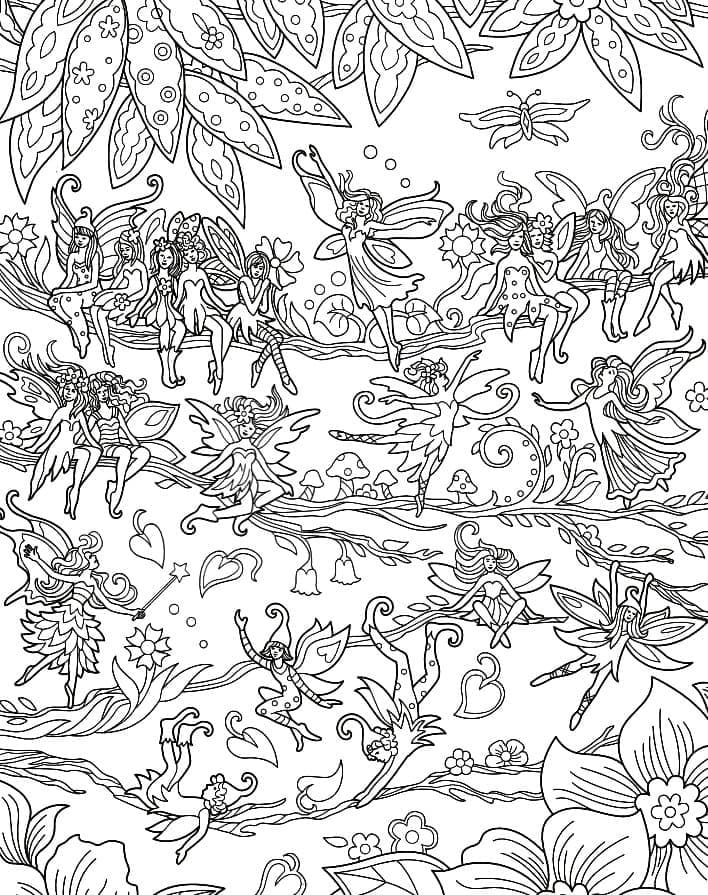 Desenho de Jardim das Fadas para Colorir e Pintar