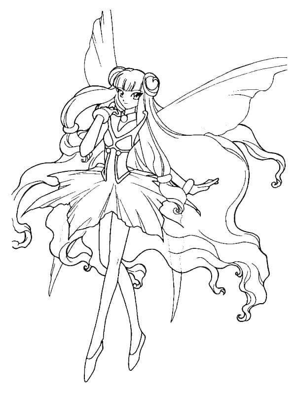 Desenho de uma Fada Animada para Colorir e Pintar