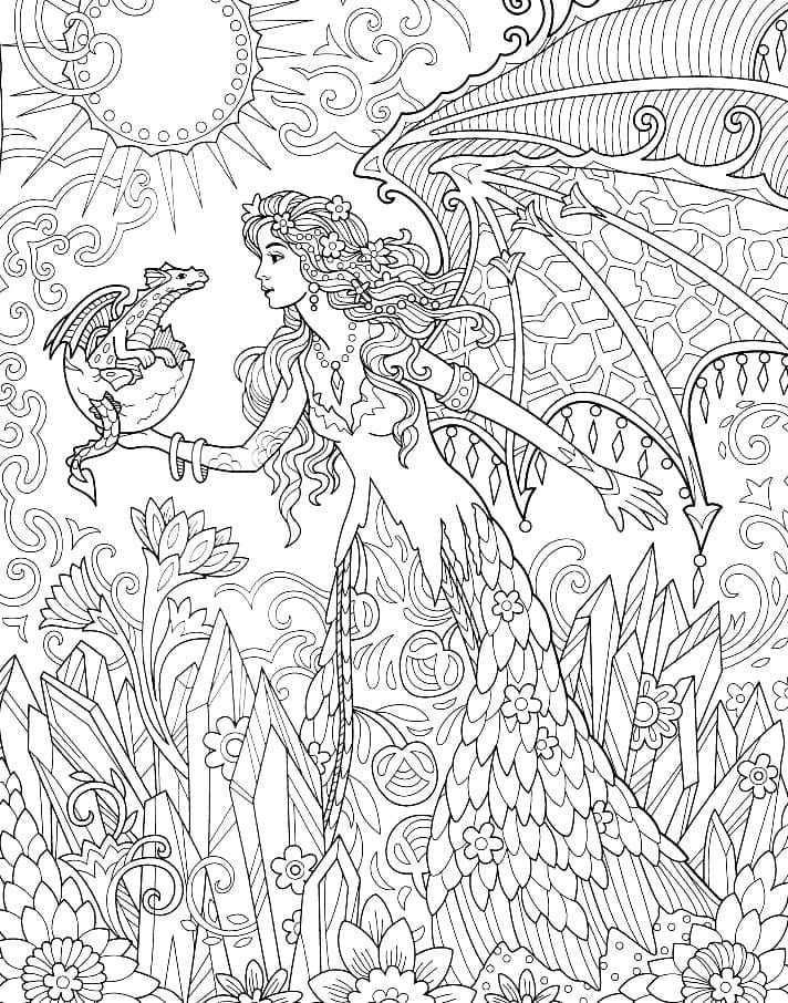 Desenho de uma Fada Fantástica para Colorir e Pintar