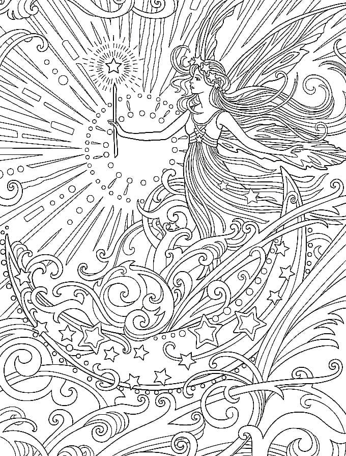 Desenho de uma Fada Maravilhosa para Colorir e Pintar