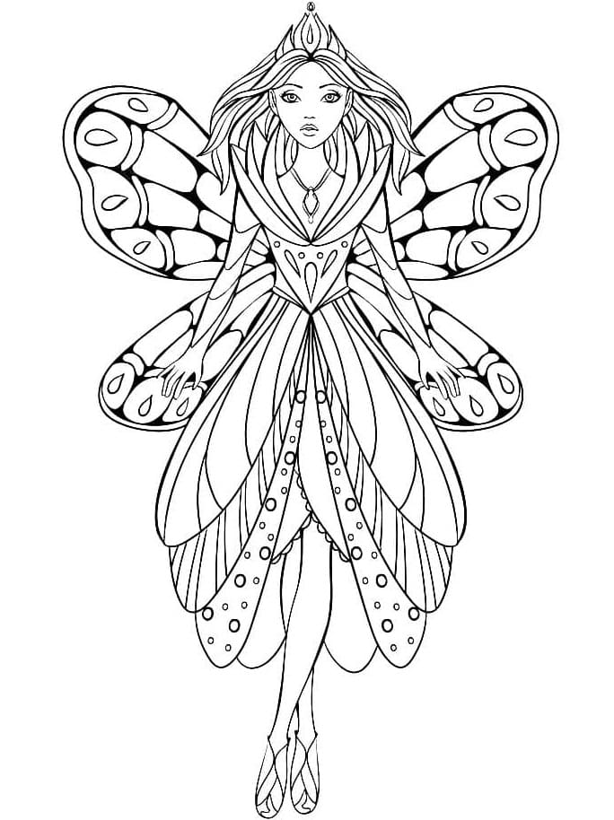 Desenho de uma Fada Muito Bonita para Colorir e Pintar