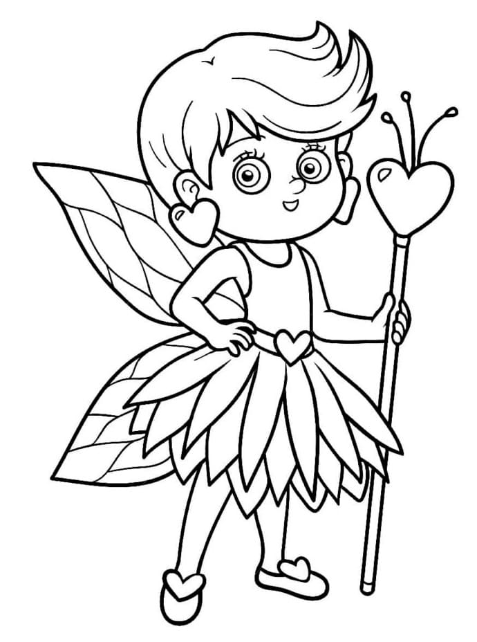 Desenho de uma Pequena Fada para Colorir e Pintar