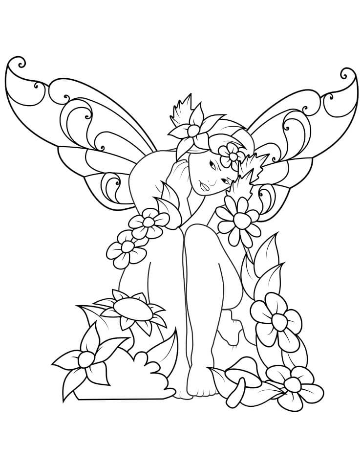 Desenho de Fada Bonita para Colorir Pdf e Pintar