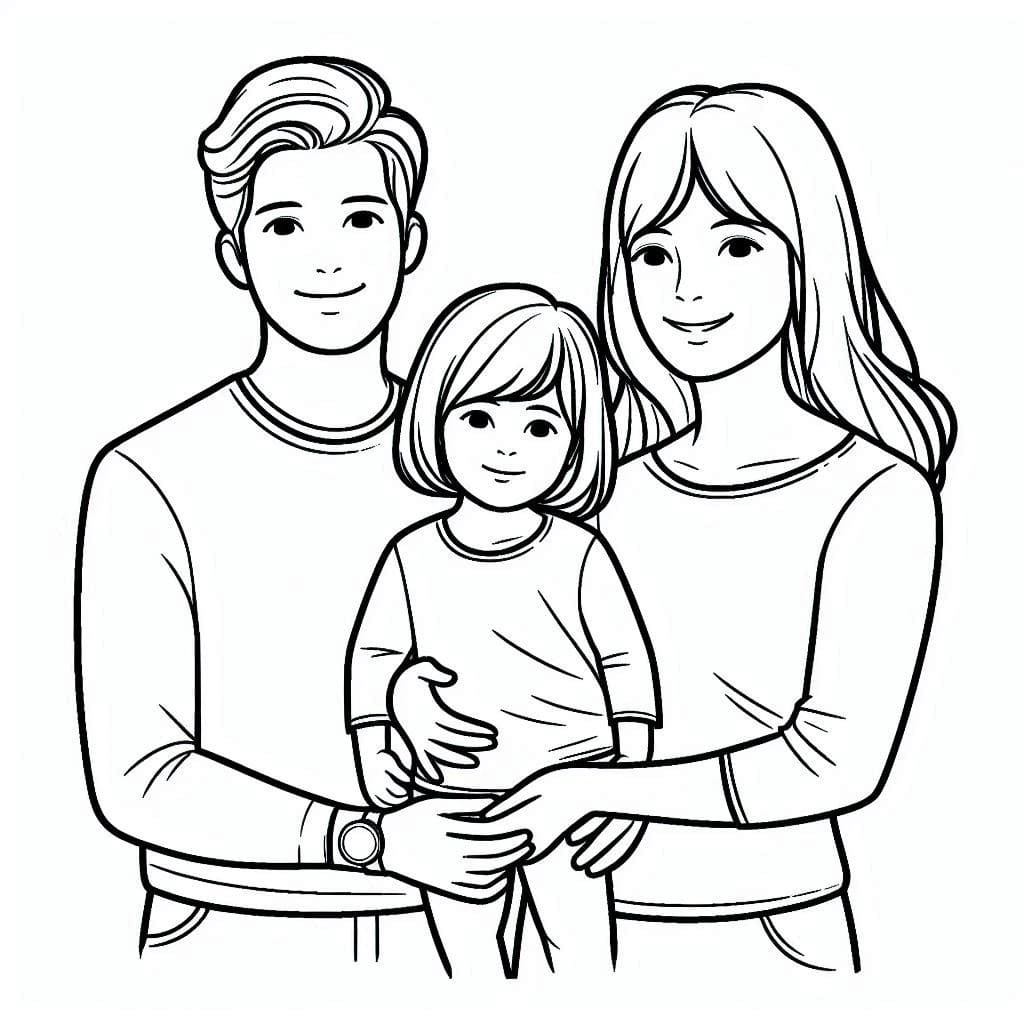 Desenho de Família Grátis para Crianças para Colorir