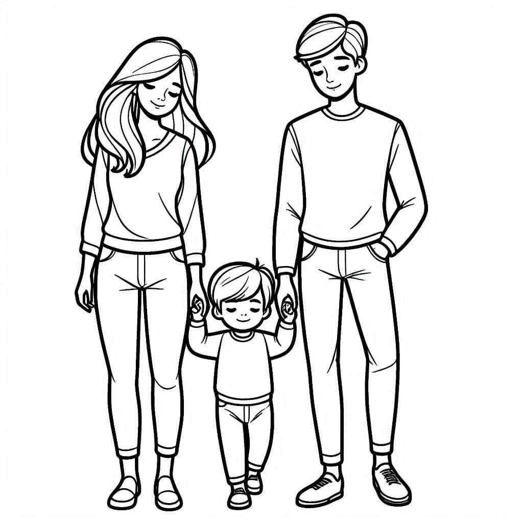 Desenho de Família Grátis para Colorir