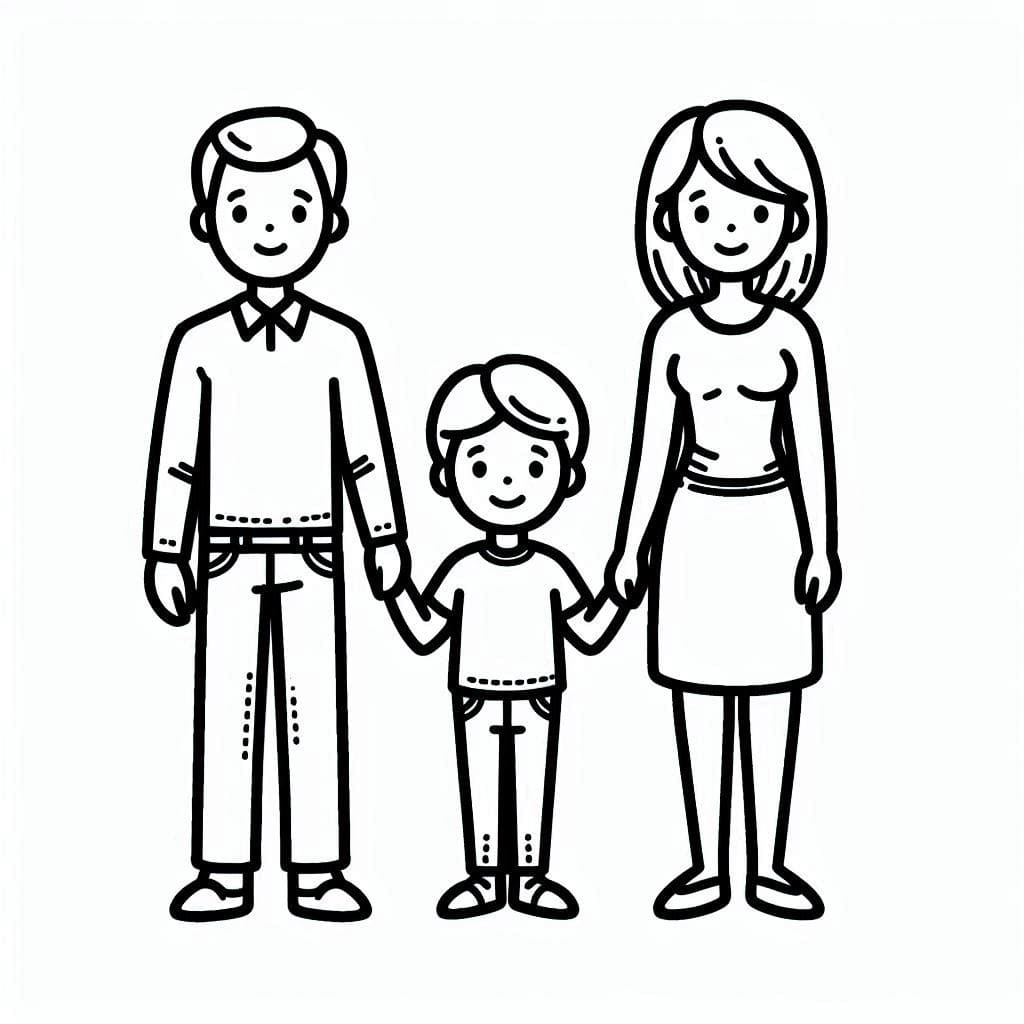 Desenho de Família Imprimível Grátis para Crianças para Colorir