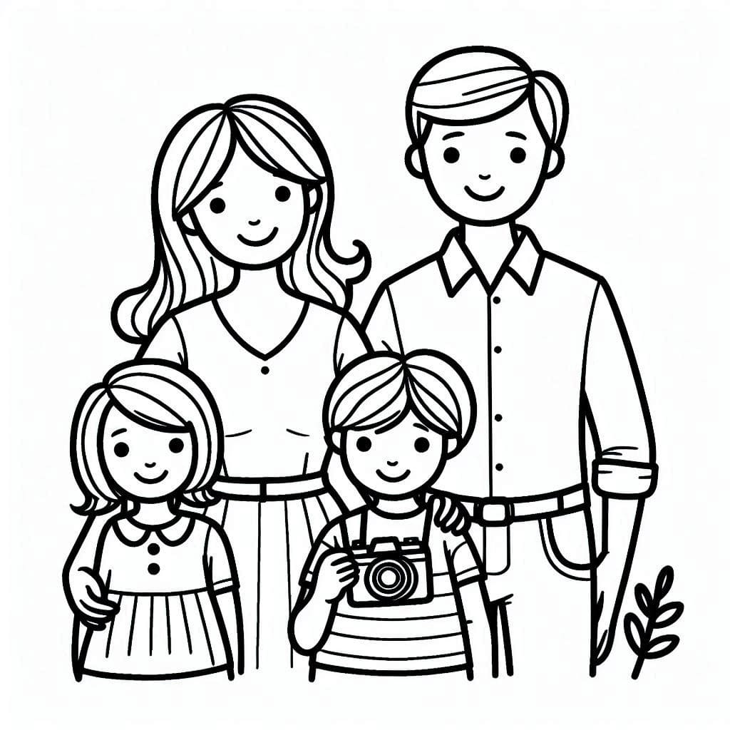 Desenho de Família Imprimível Grátis para Colorir