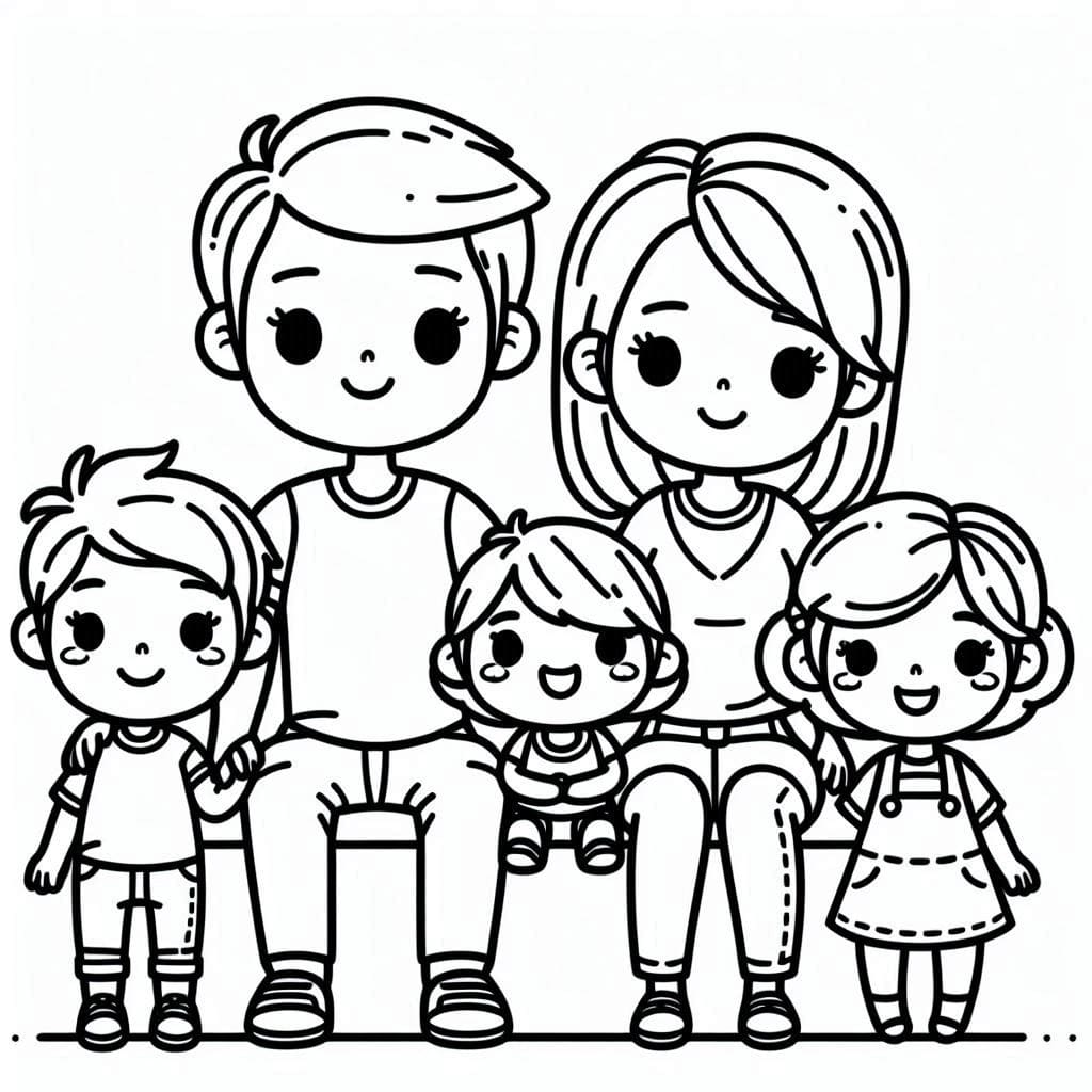 Desenho de Família Imprimível para Colorir