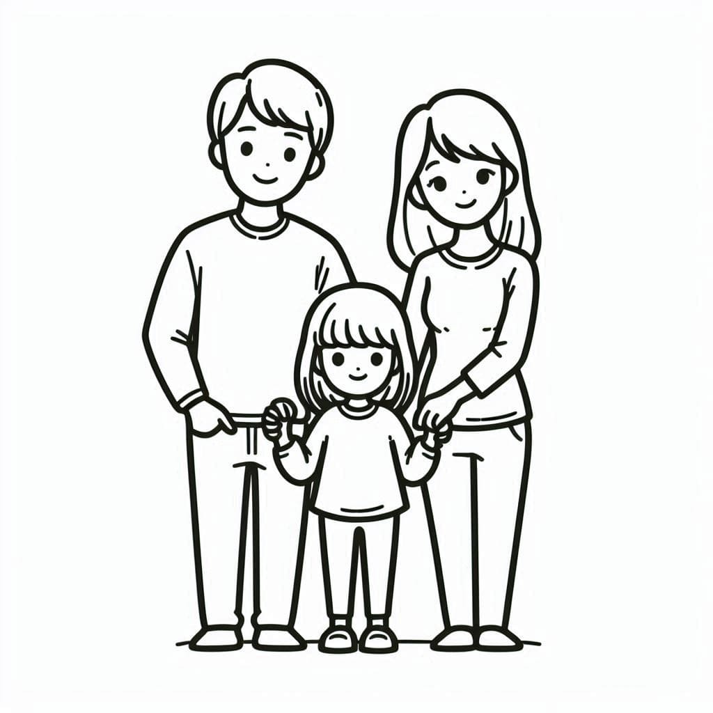 Desenho de Família Normal para Colorir