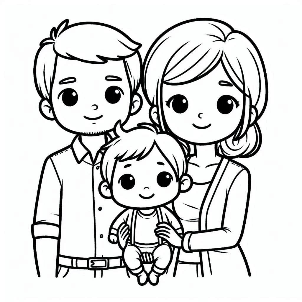 Desenho de Família para Crianças para Colorir