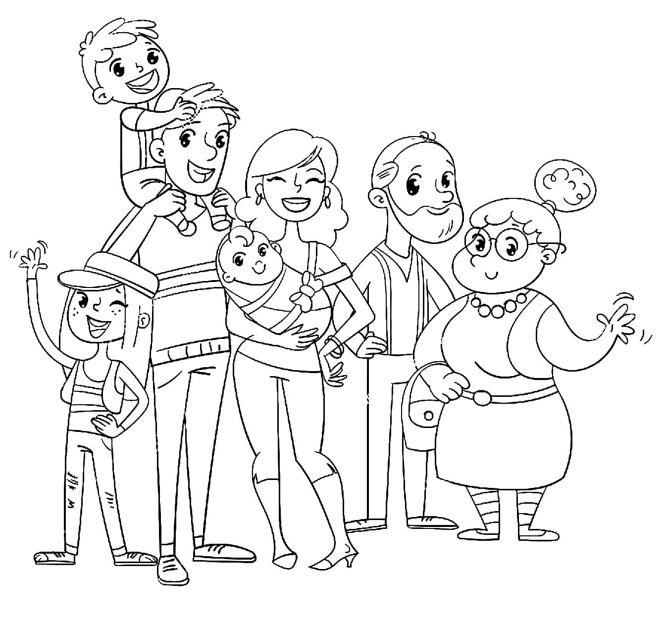 Desenho de Grátis Família para Crianças para Colorir