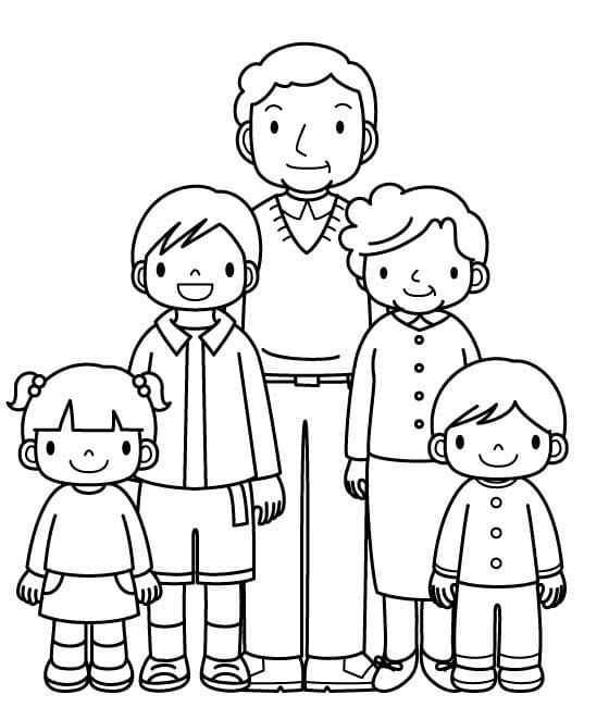 Desenho de Imprimível Família para Colorir