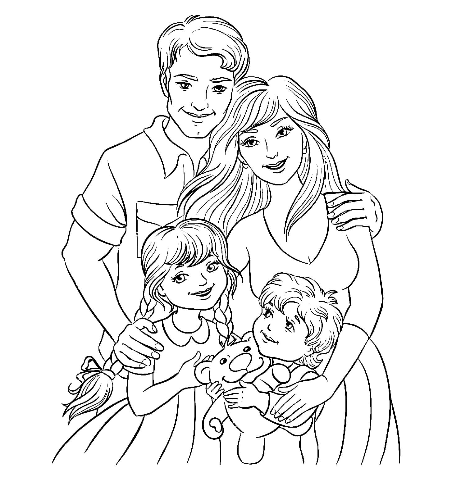 Desenho de Imprimível Grátis Família para Crianças para Colorir