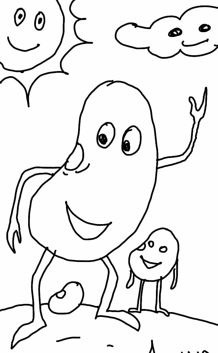 Desenho Feijão de Desenho Animado para Colorir e Pintar