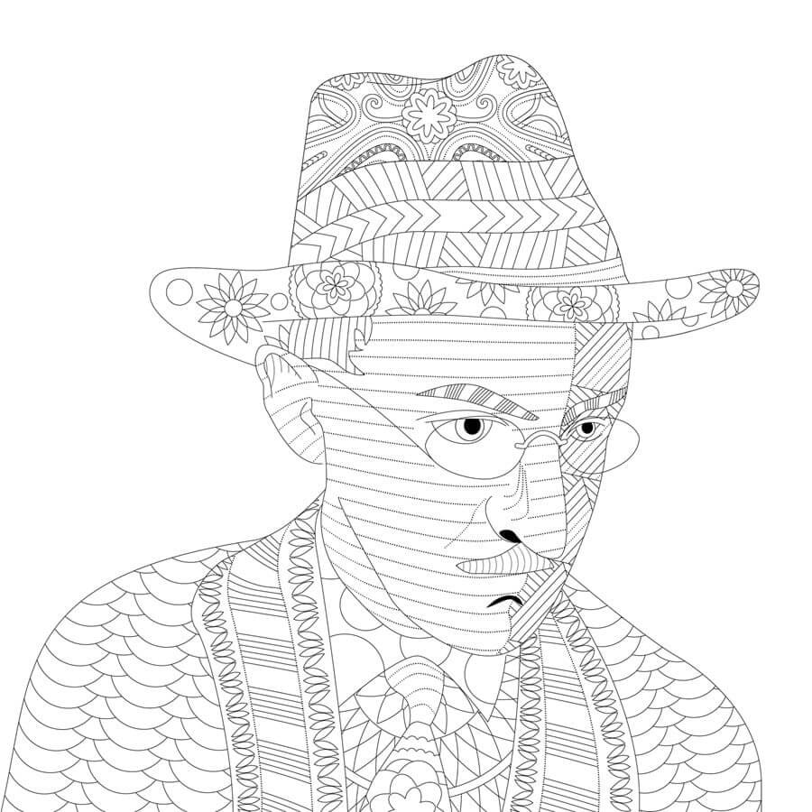 Desenho de Fernando Pessoa Detalhado para Colorir e Pintar