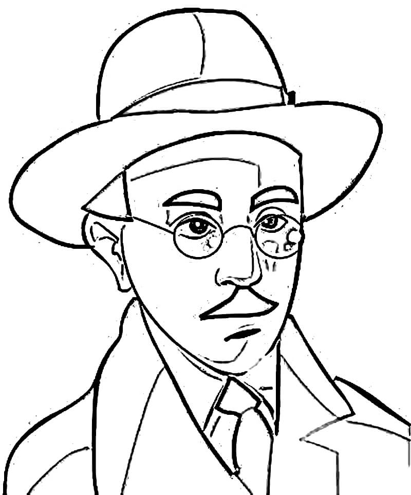 Desenho de Fernando Pessoa para Colorir Pdf e Pintar