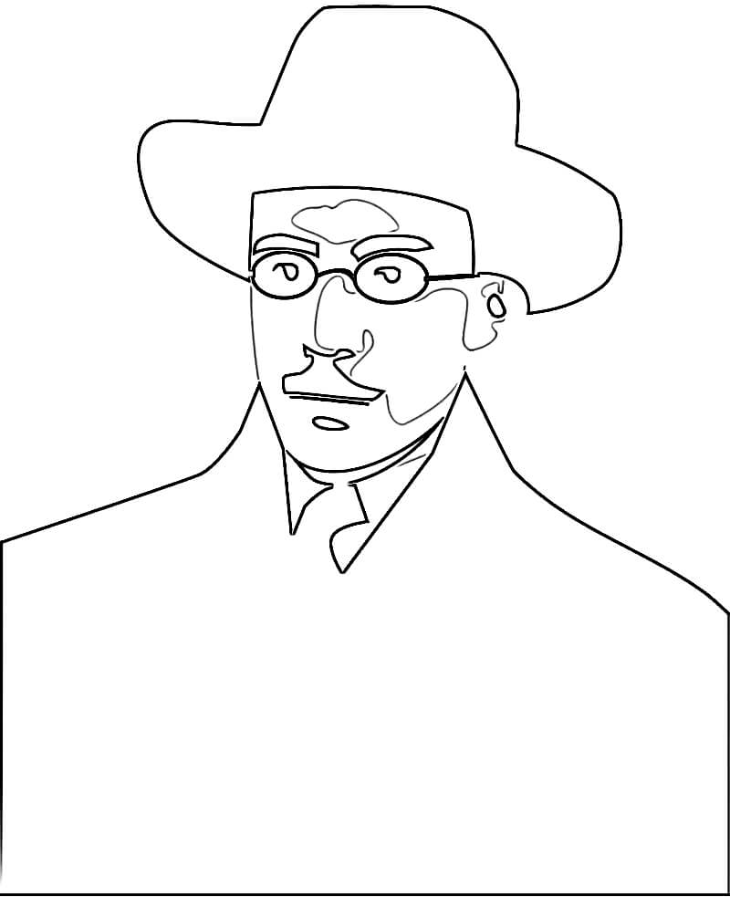 Desenho de Fernando Pessoa Realista para Imprimir e Pintar