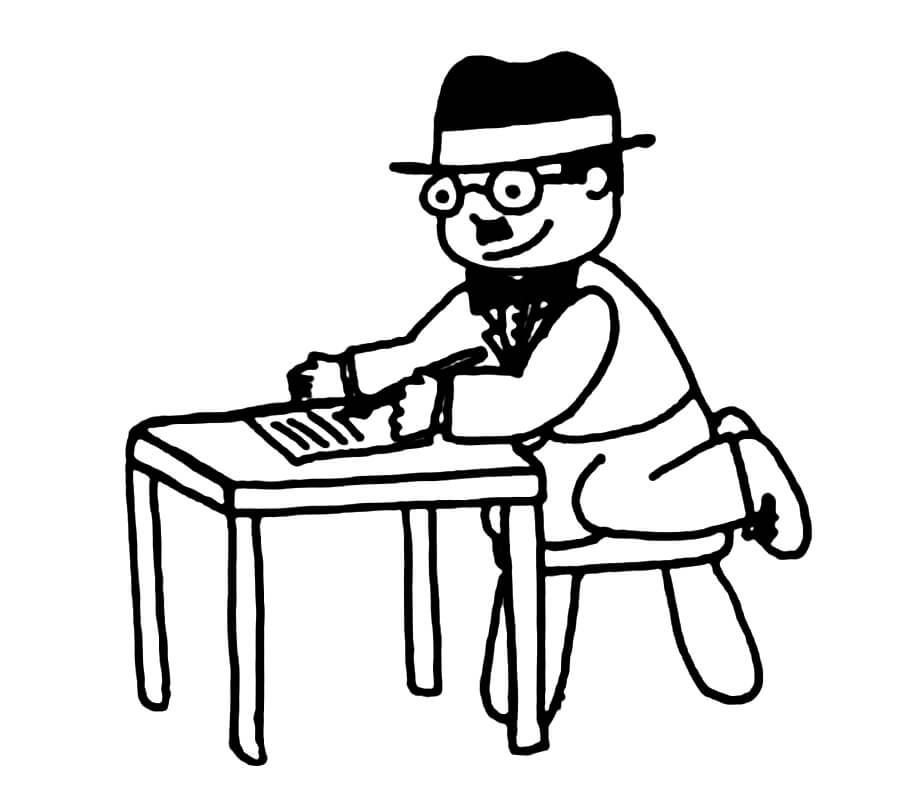 Desenho de Fernando Pessoa Simples para Imprimir Lápis de Cor e Pintar