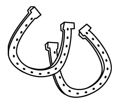 Desenho de Duas Ferraduras de Cavalo para Colorir e Pintar