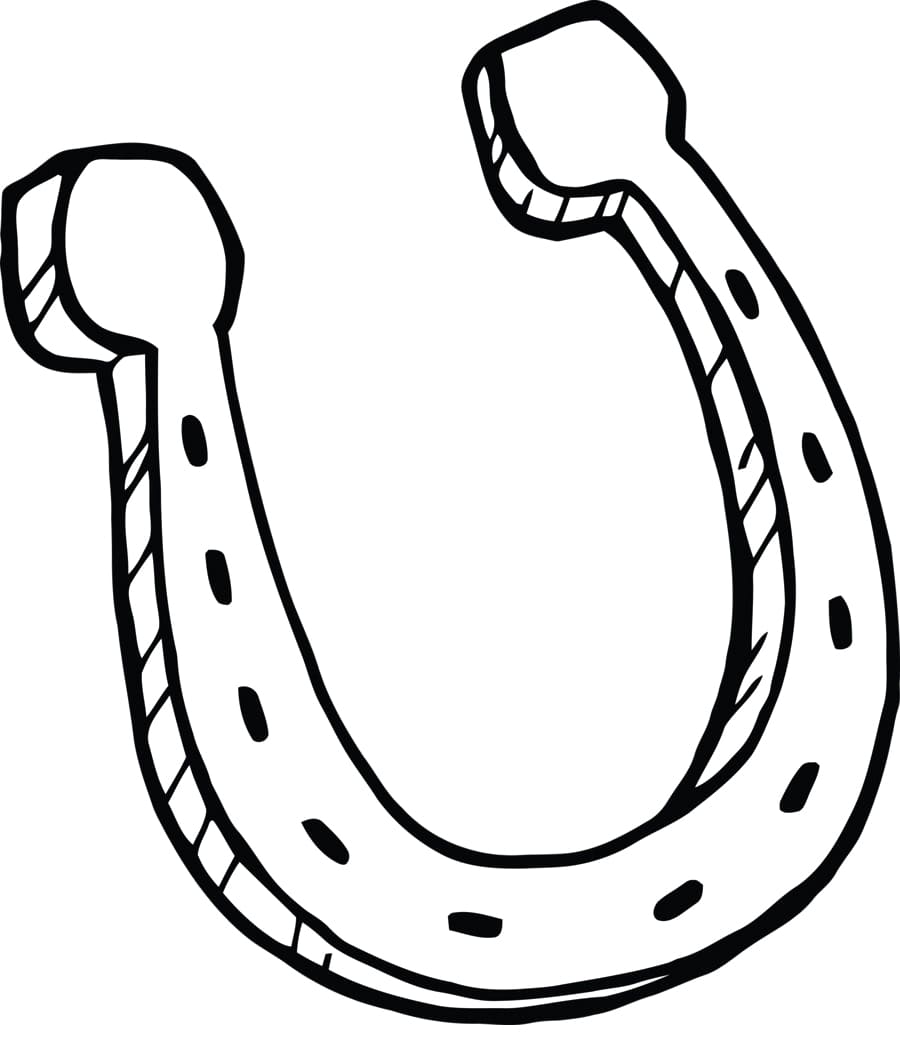 Desenho de Ferradura para Cavalo para Colorir e Pintar