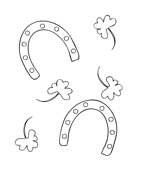 Desenho de Ferraduras da Sorte para Colorir e Pintar