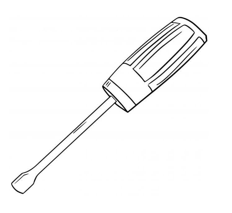 Desenho de Chave de Fenda Fácil para Colorir e Pintar