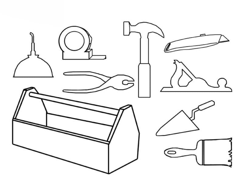 Desenho de Ferramentas de Pedreiro para Colorir e Pintar
