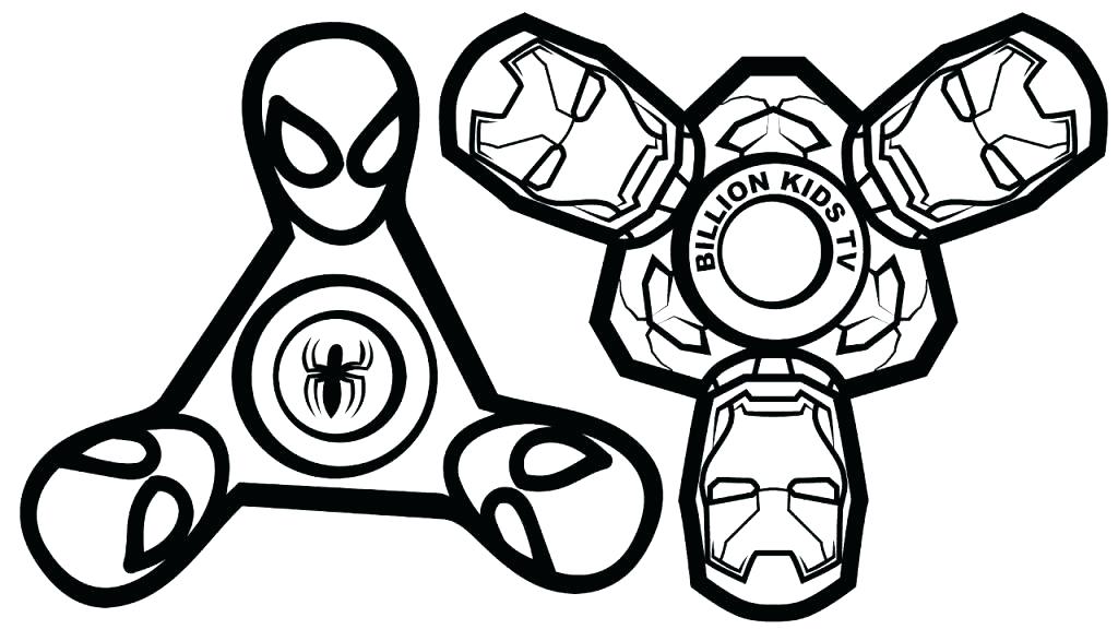 Desenho de Fidget Spinner Detalhado do Homem Aranha e Homem de Ferro para Colorir e Pintar