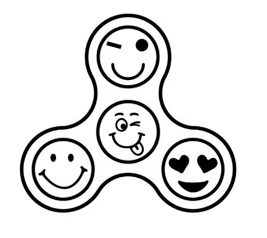 Desenho de Fidget Spinner Emojis Imprimivel Download e Pintar