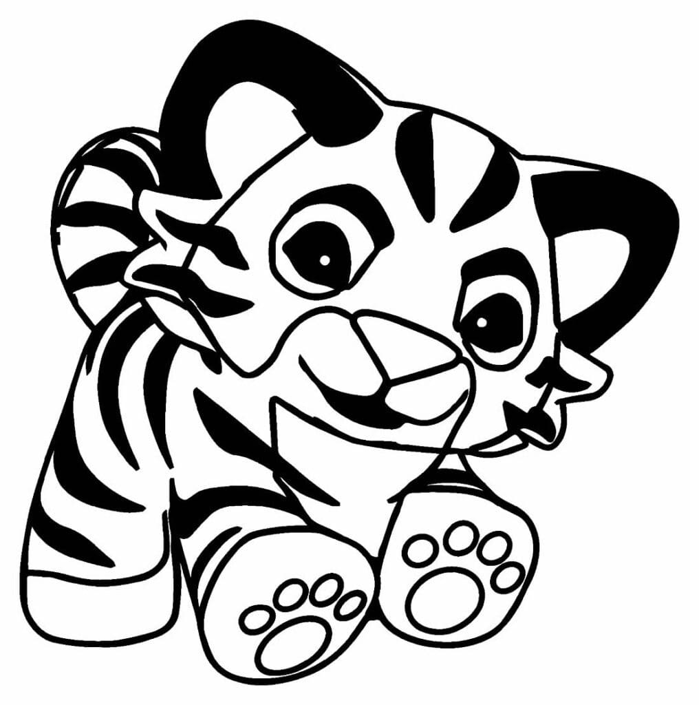 Desenho de Filhote de Tigre Grátis para Crianças para Colorir e Pintar