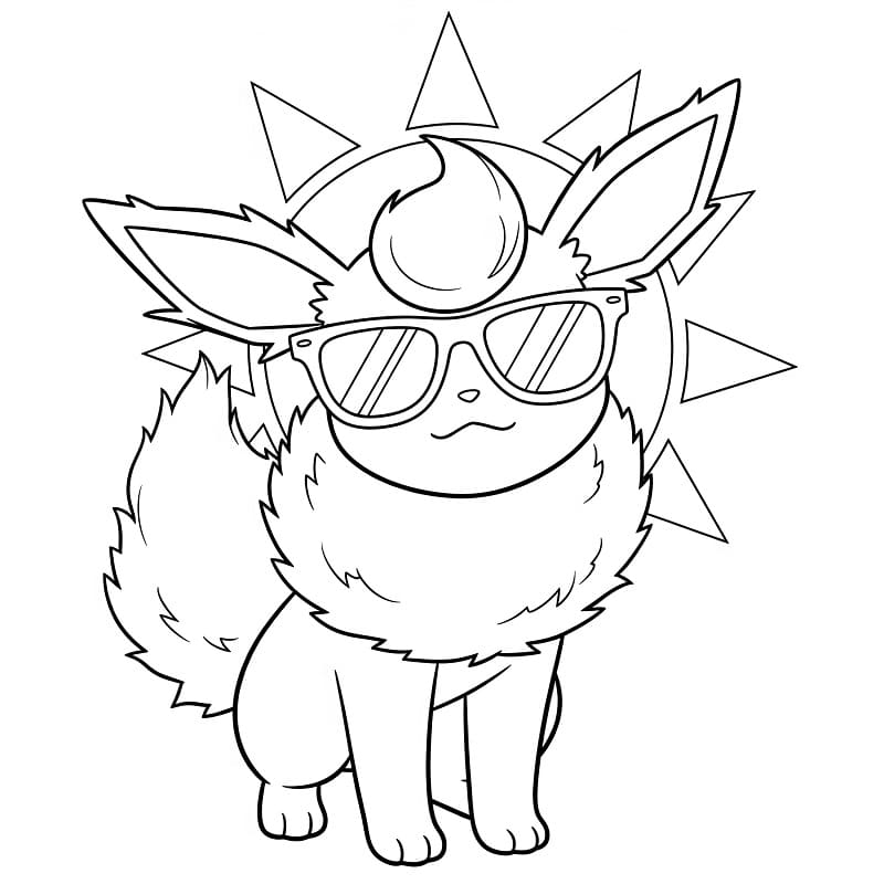 Desenho de Flareon Adorável para Colorir