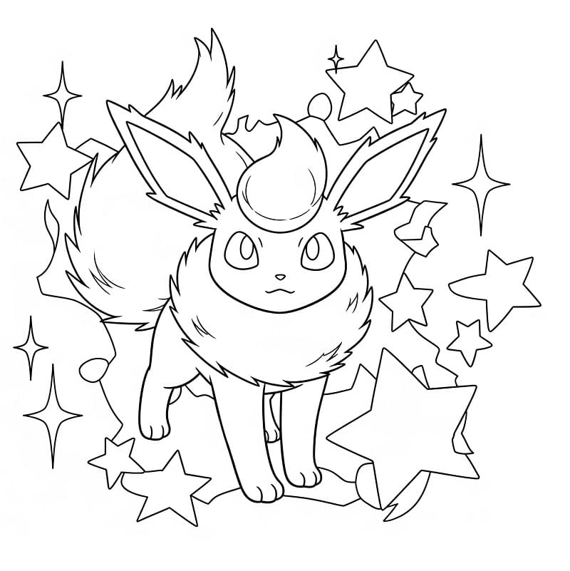 Desenho de Flareon Incrível para Colorir