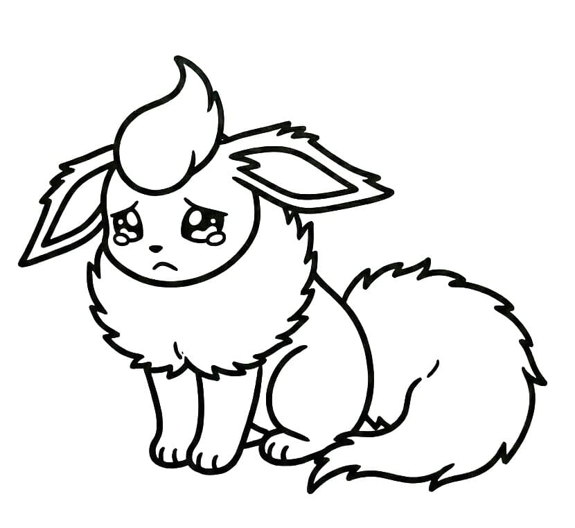 Desenho de Flareon Triste para Colorir
