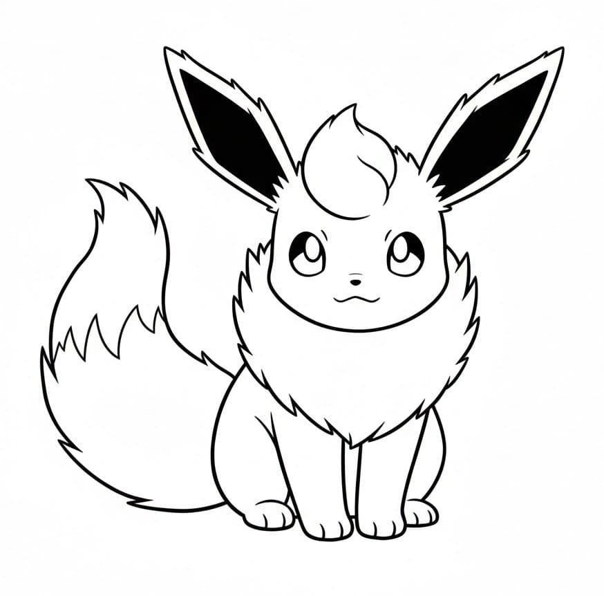 Desenho de Flareon Muito Fofo para Colorir