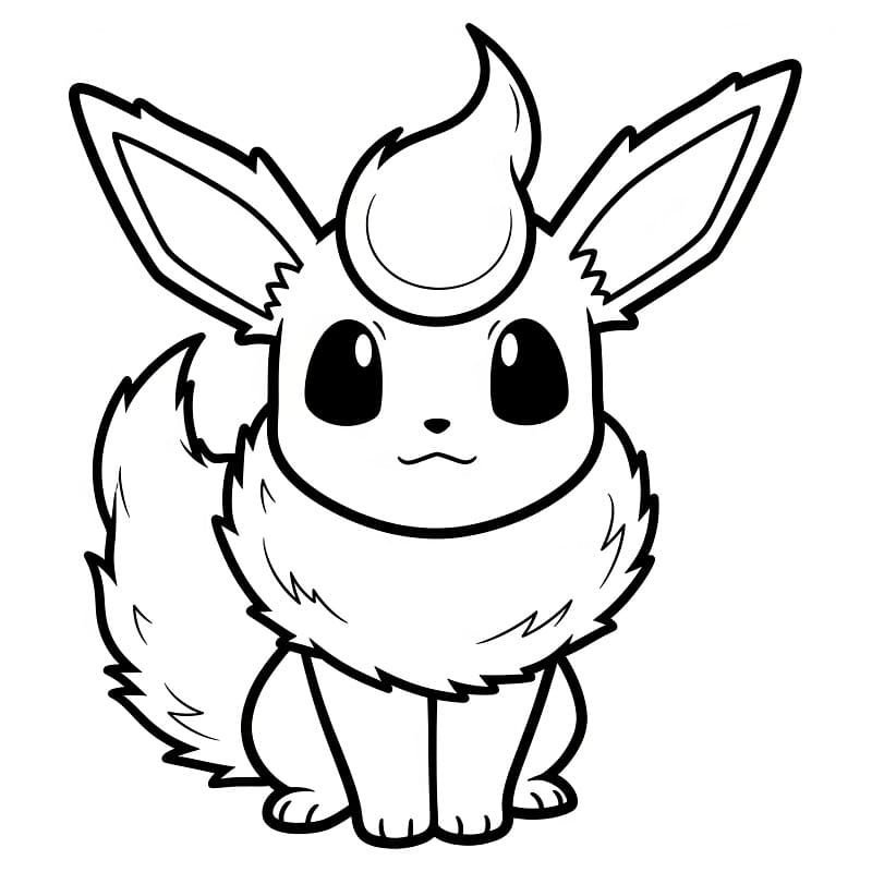 Desenho de Pokemon Flareon Fácil para Colorir e Pintar