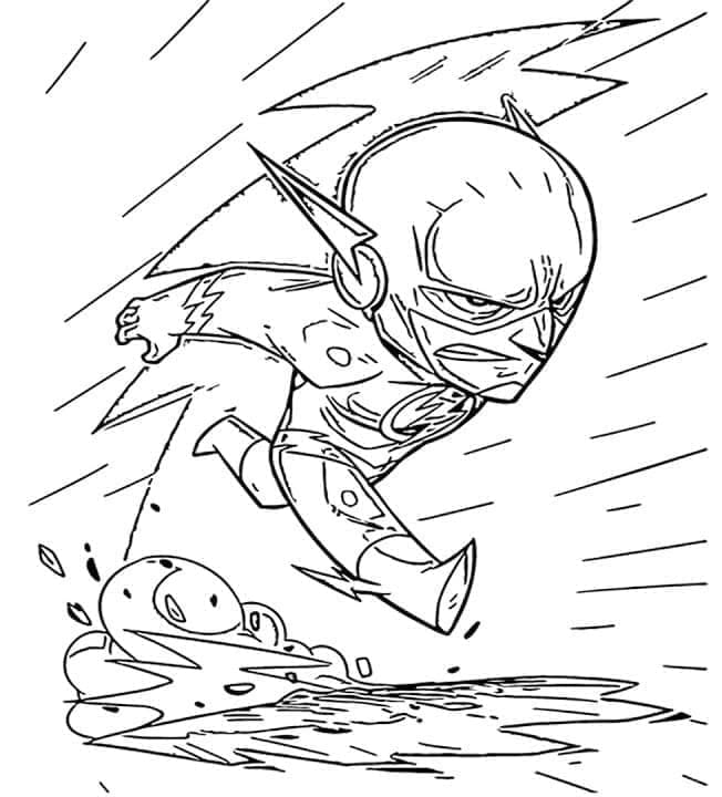 Desenho de Flash Chibi para Colorir e Pintar
