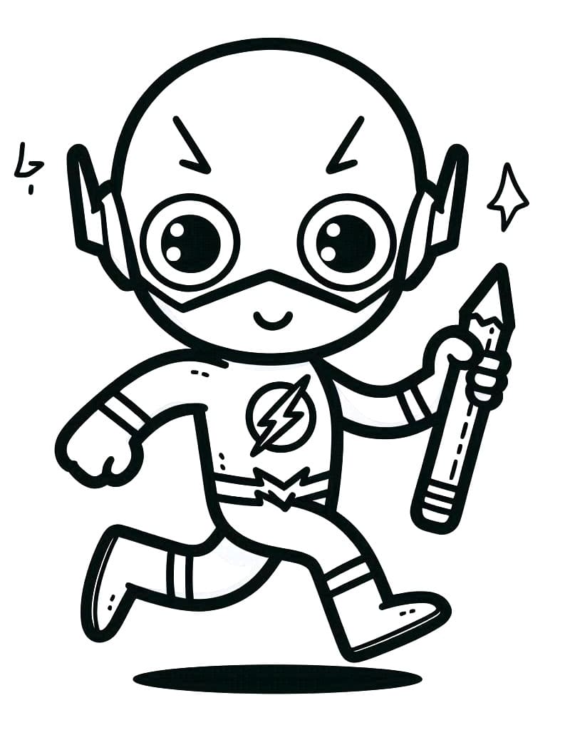 Desenho de Flash Fofo para Colorir e Pintar