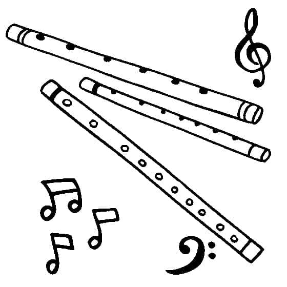 Desenho de Três Flautas para Colorir e Pintar