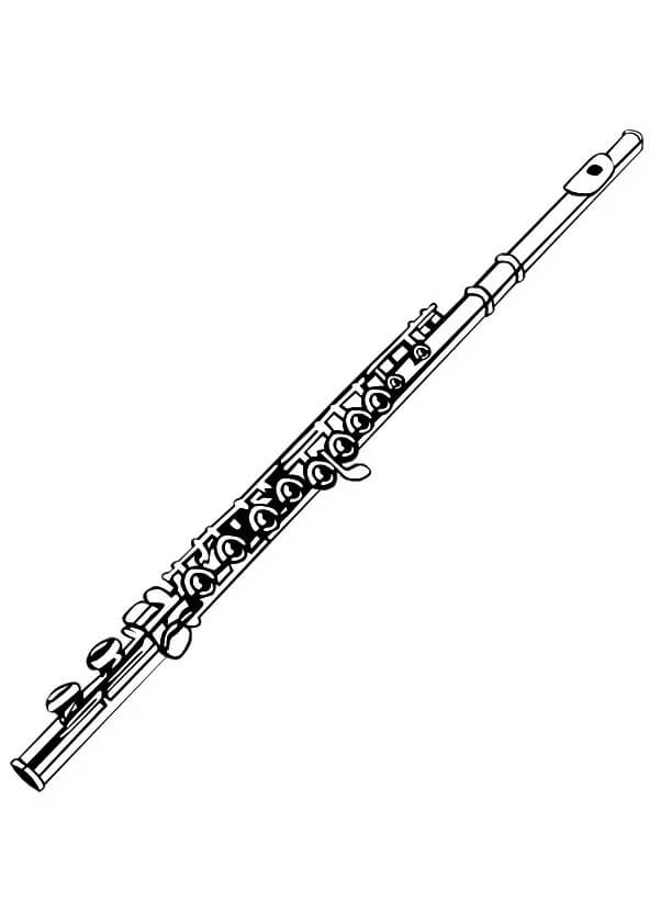 Desenho de Flauta com Notas Musicais para Imprimir e Pintar