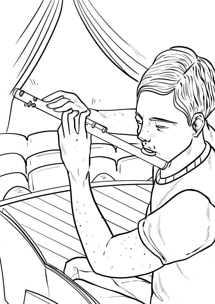 Desenho de Flauta Grande para Colorir Pdf e Pintar
