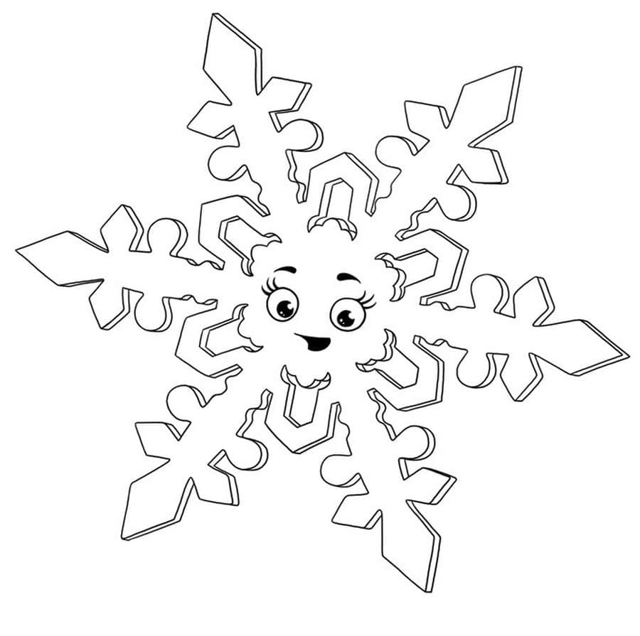 Desenho de Adorável Floco de Neve para Colorir e Pintar
