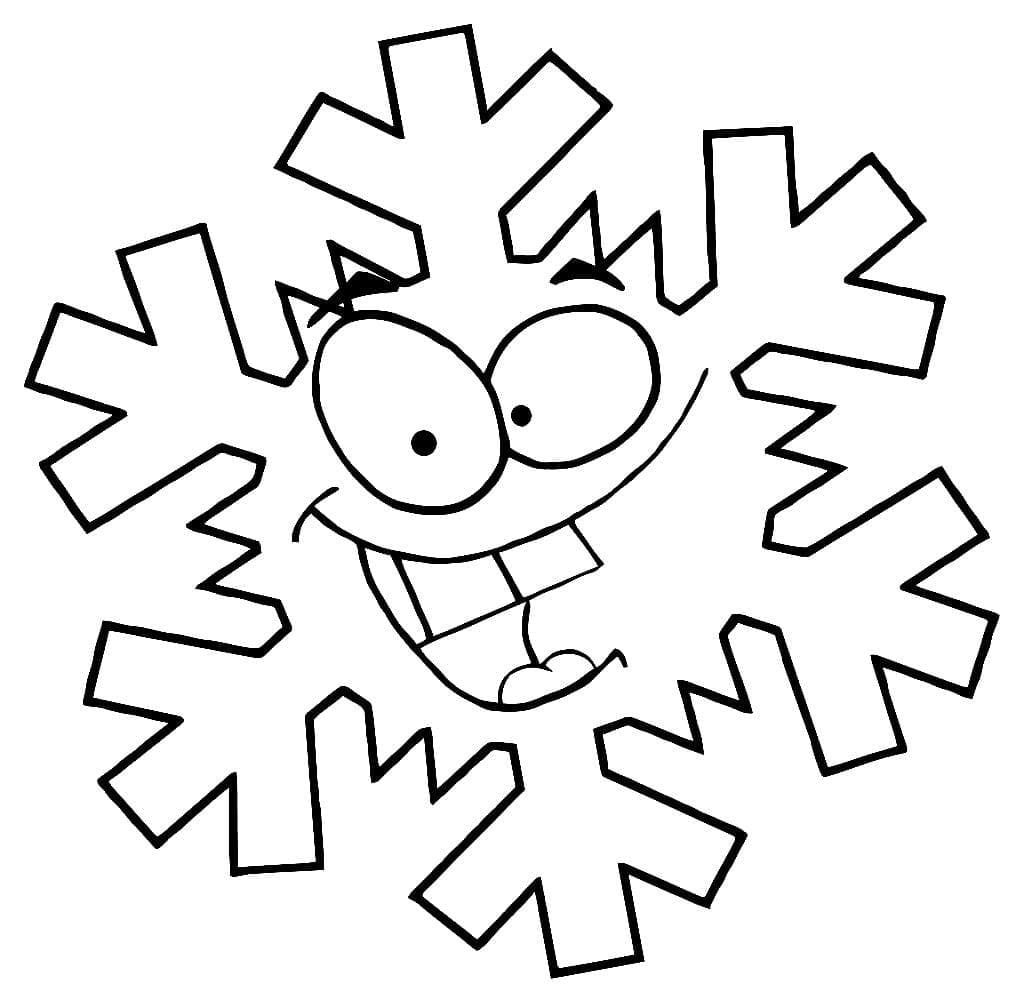 Desenho de Floco de Neve Engraçado para Colorir e Pintar
