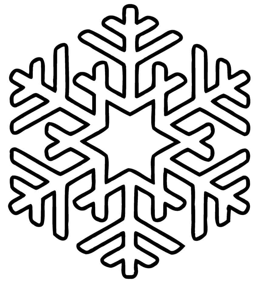 Desenho de Floco de Neve Fácil para Colorir e Pintar