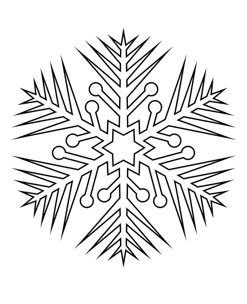 Desenho de Floco de Neve Fofo para Colorir Pdf e Pintar